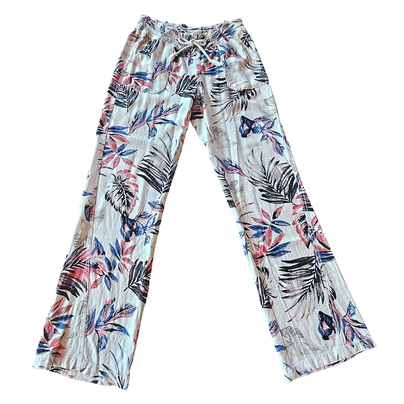 CALI 1850 Los Angeles Tropical Print Linen Blend Lounge Pants Size M - Picture 2 of 15